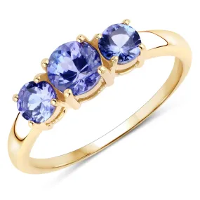0.93 Carat Genuine Tanzanite 14K Yellow Gold Ring