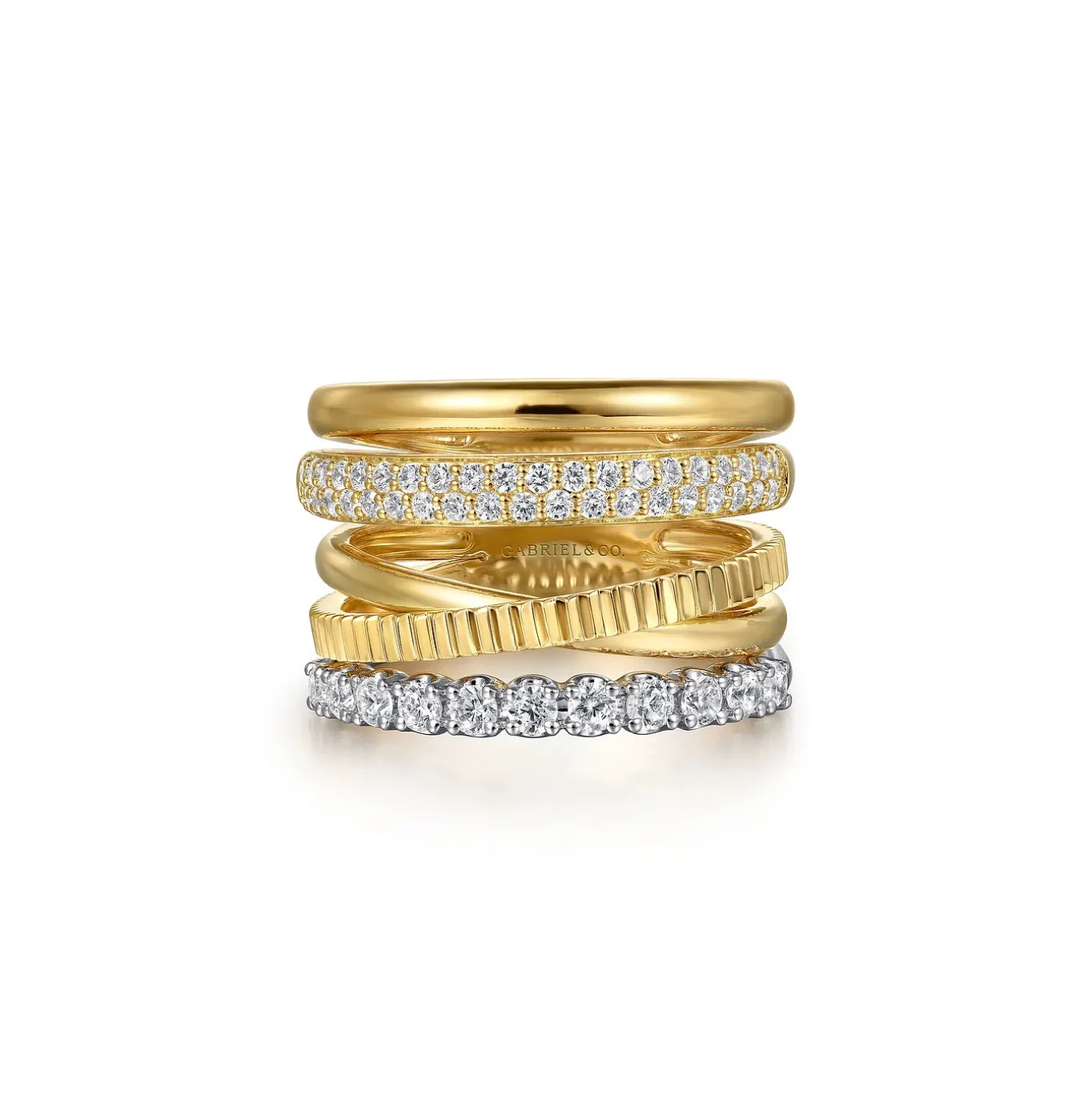 14KWY Diamond Easy Stackable Ladies Ring
