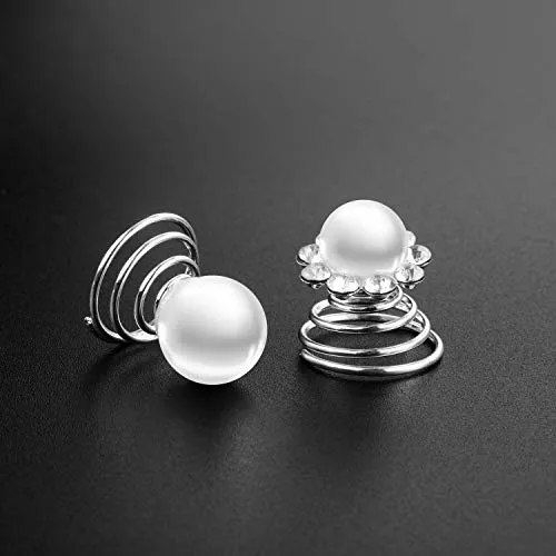 40 Pieces Spiral Hair Pins Swirl Hair Twists Coils Rhinestone Hair Spiral Jewelry Hair Pin Clip Accessories for Wedding Bridal Party Favors, 8 Styles