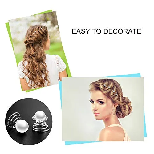 40 Pieces Spiral Hair Pins Swirl Hair Twists Coils Rhinestone Hair Spiral Jewelry Hair Pin Clip Accessories for Wedding Bridal Party Favors, 8 Styles