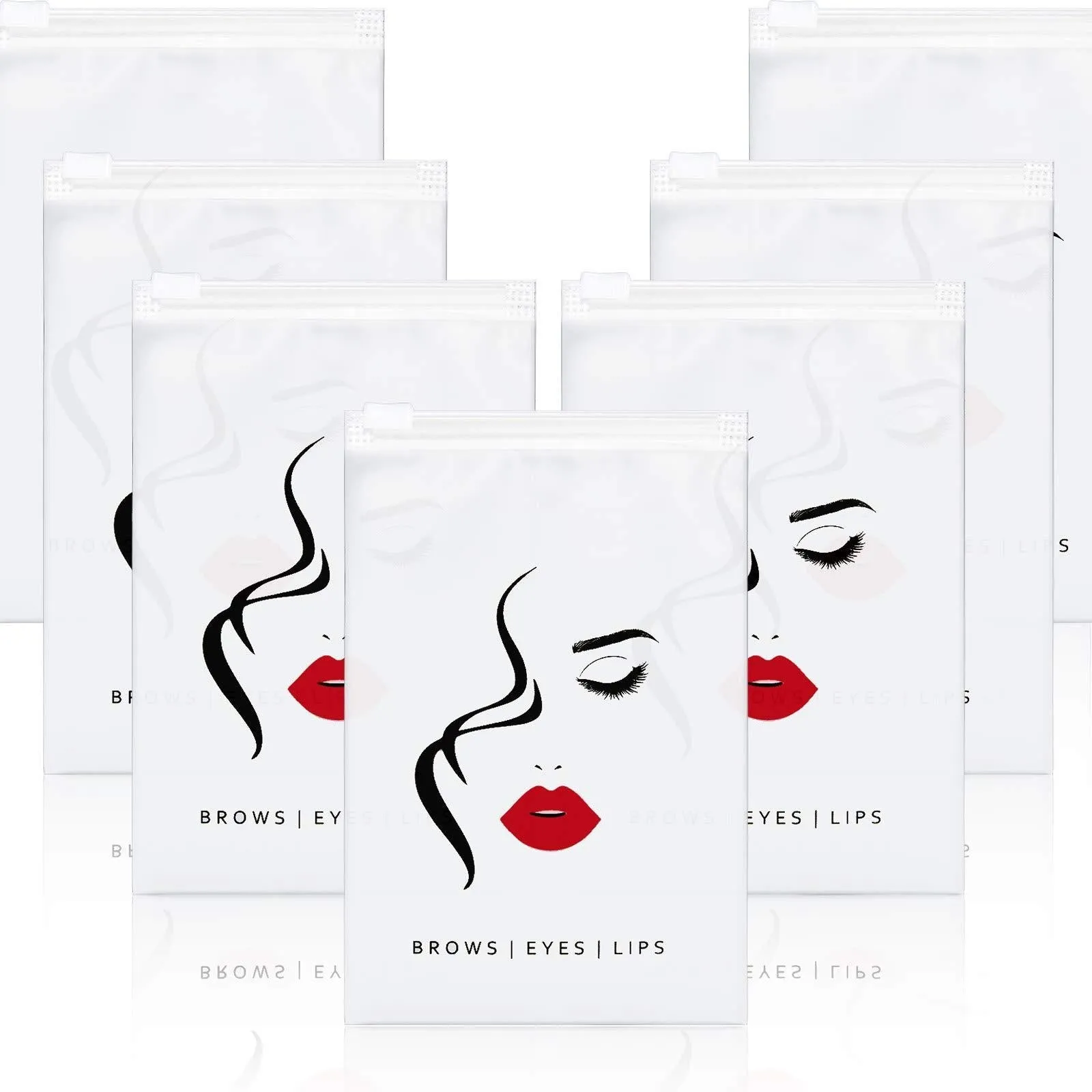 50 Pieces Eyebrow Microblading Aftercare Bags Empty Eyelash Bag Lash Aftercare Bags Lipstick Travel Pouch Mini Cosmetic Bags for Eyelash Lipstick Makeup Tools, 4 x 6 Inches