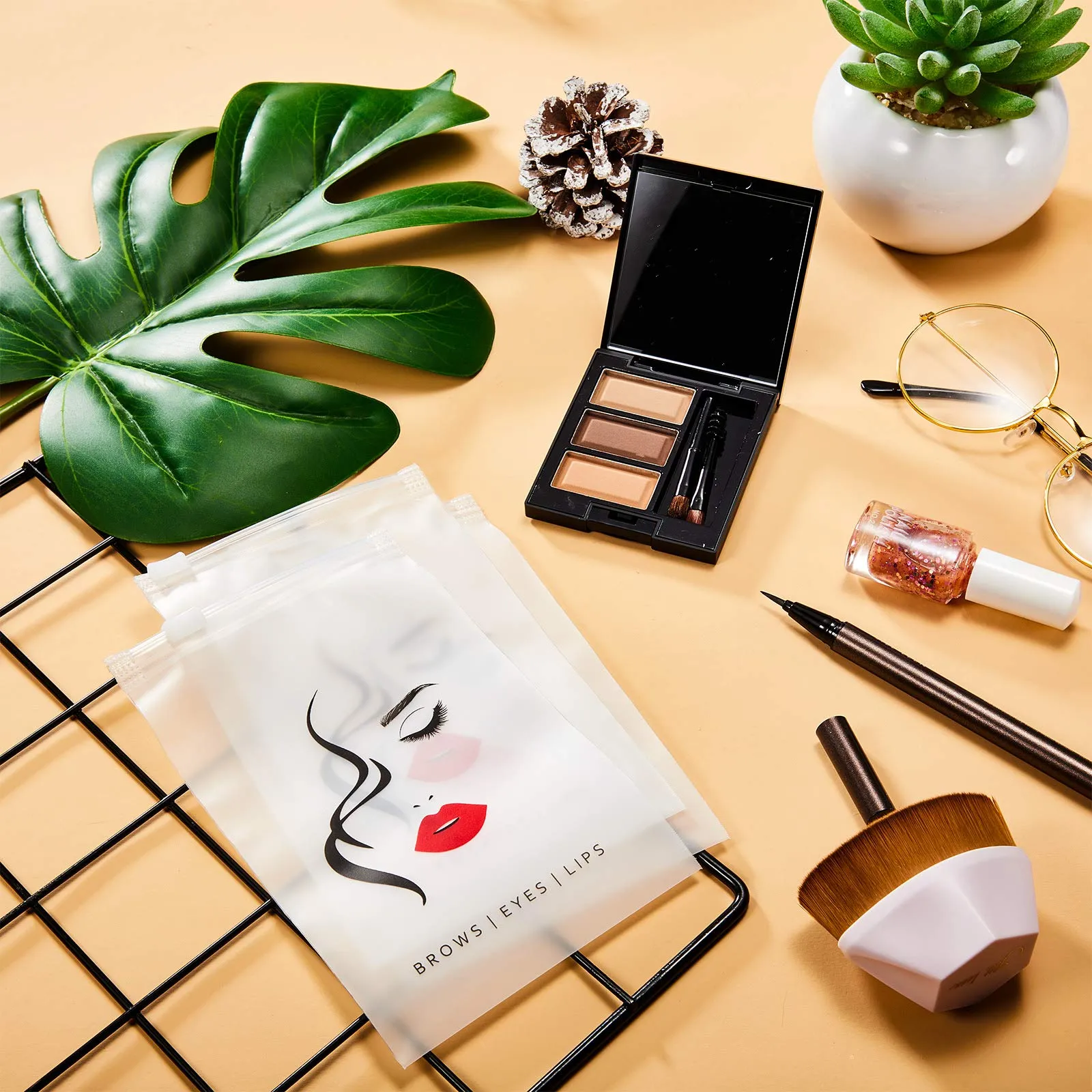 50 Pieces Eyebrow Microblading Aftercare Bags Empty Eyelash Bag Lash Aftercare Bags Lipstick Travel Pouch Mini Cosmetic Bags for Eyelash Lipstick Makeup Tools, 4 x 6 Inches