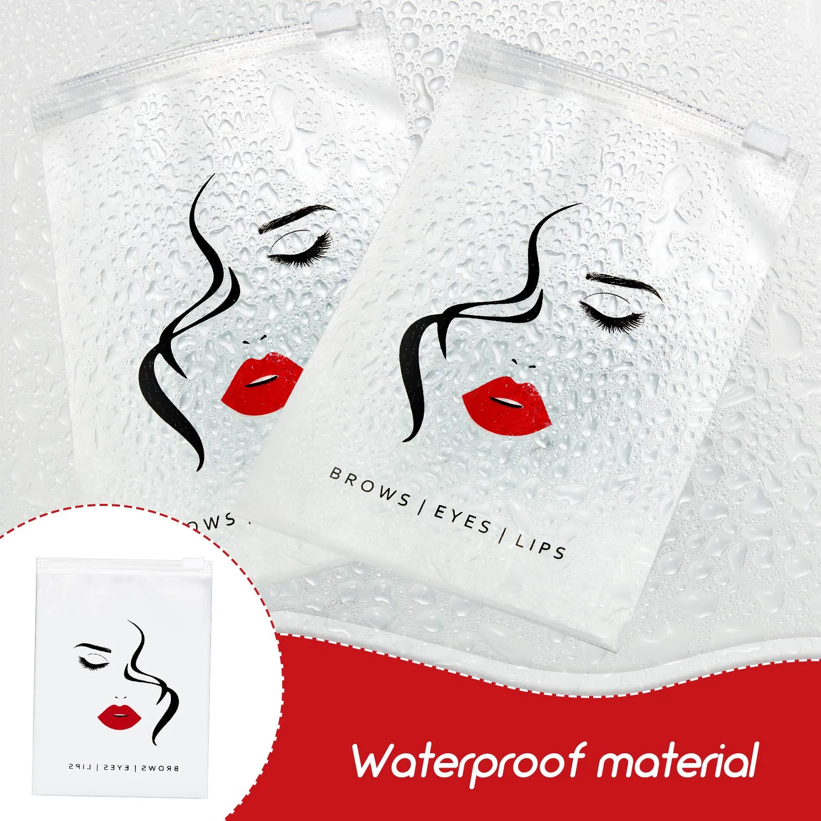 50 Pieces Eyebrow Microblading Aftercare Bags Empty Eyelash Bag Lash Aftercare Bags Lipstick Travel Pouch Mini Cosmetic Bags for Eyelash Lipstick Makeup Tools, 4 x 6 Inches