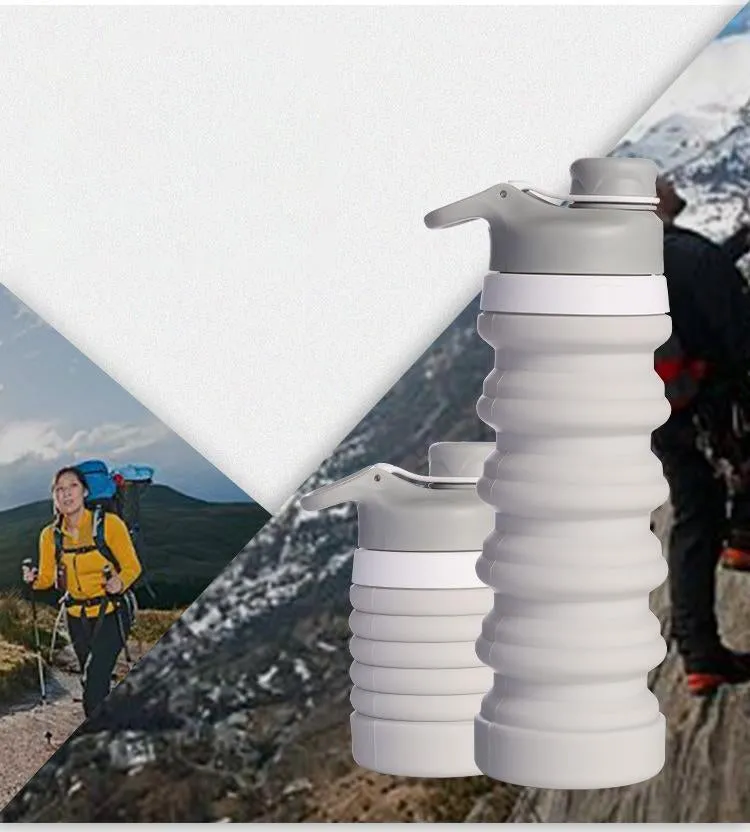 (550ml) Foldable Water Bottle Water Bag - Gray