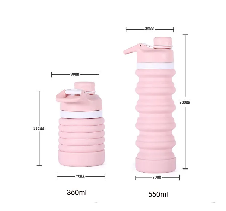 (550ml) Foldable Water Bottle Water Bag - Gray