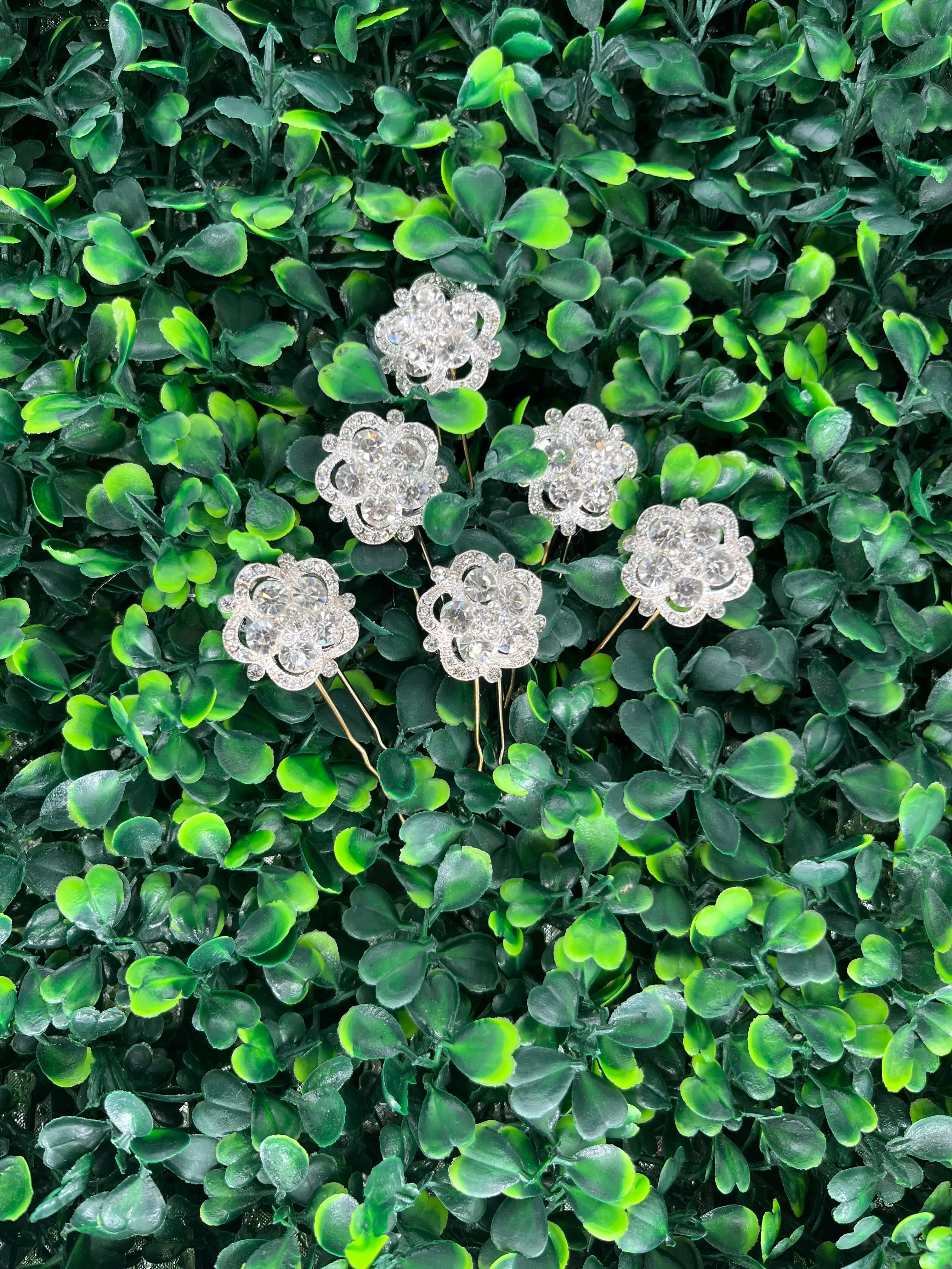 Accessories By Adriana Crystal Floral Hair Pins
