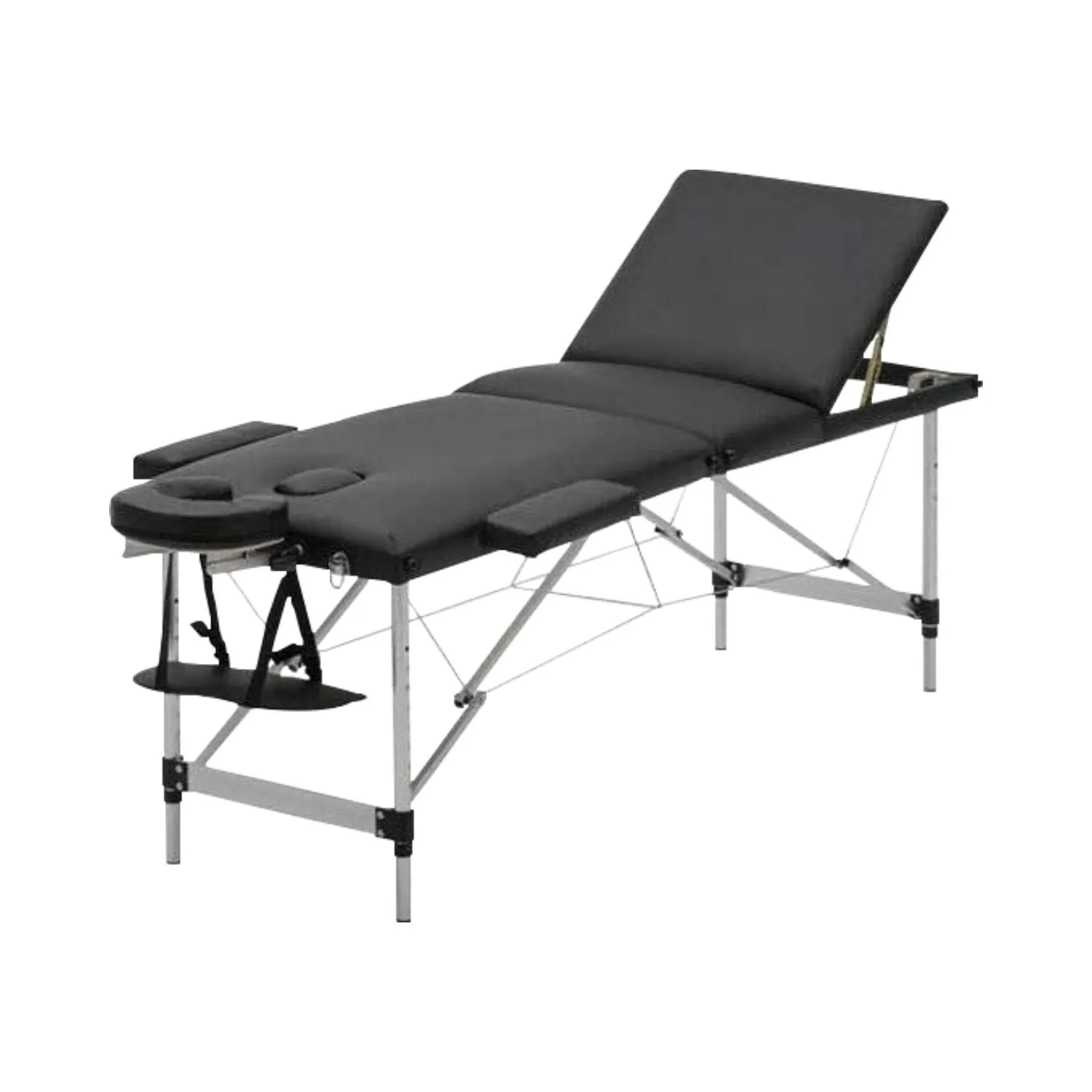 Adjustable 3-Fold Portable Massage Bed, Black, Height Adjustable