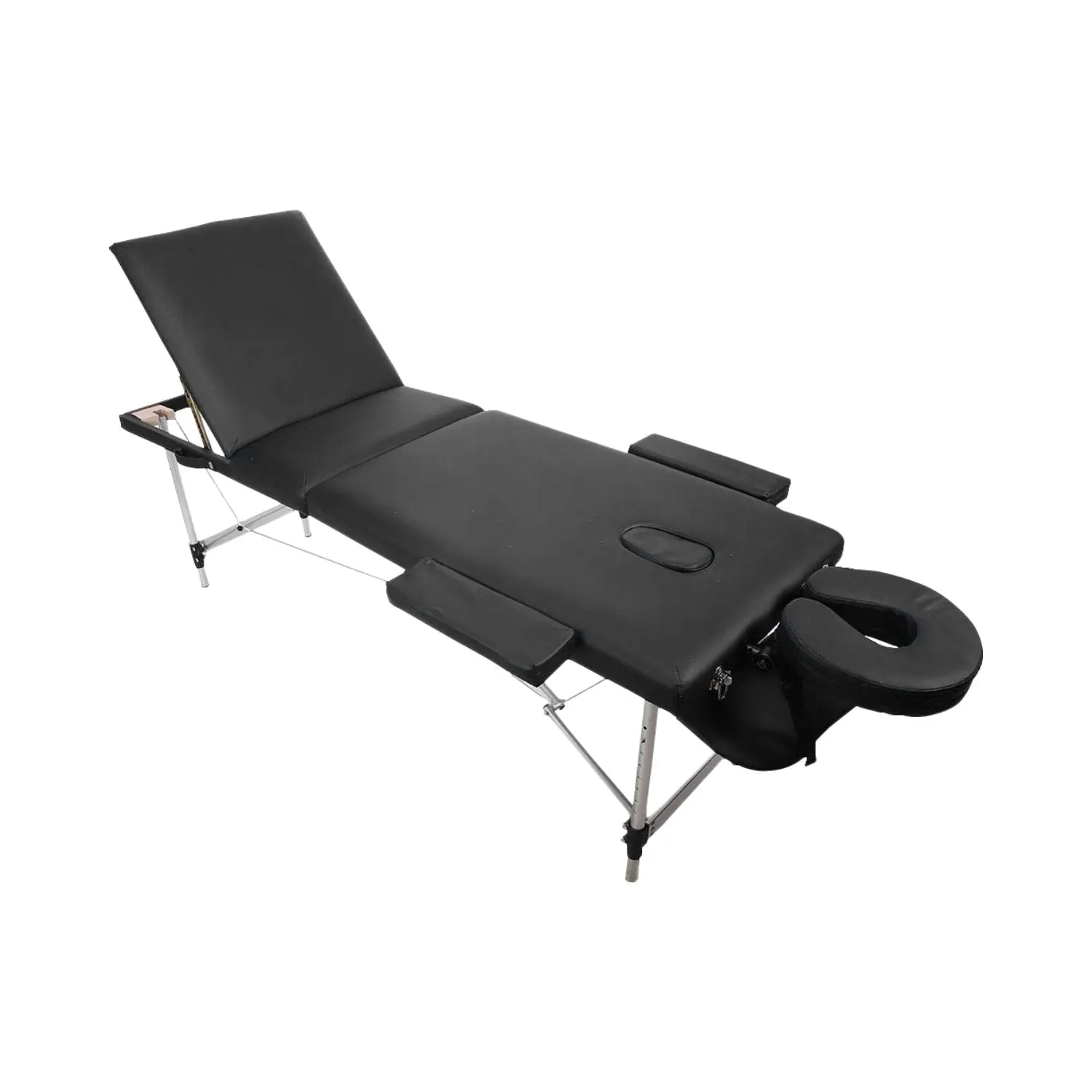 Adjustable 3-Fold Portable Massage Bed, Black, Height Adjustable