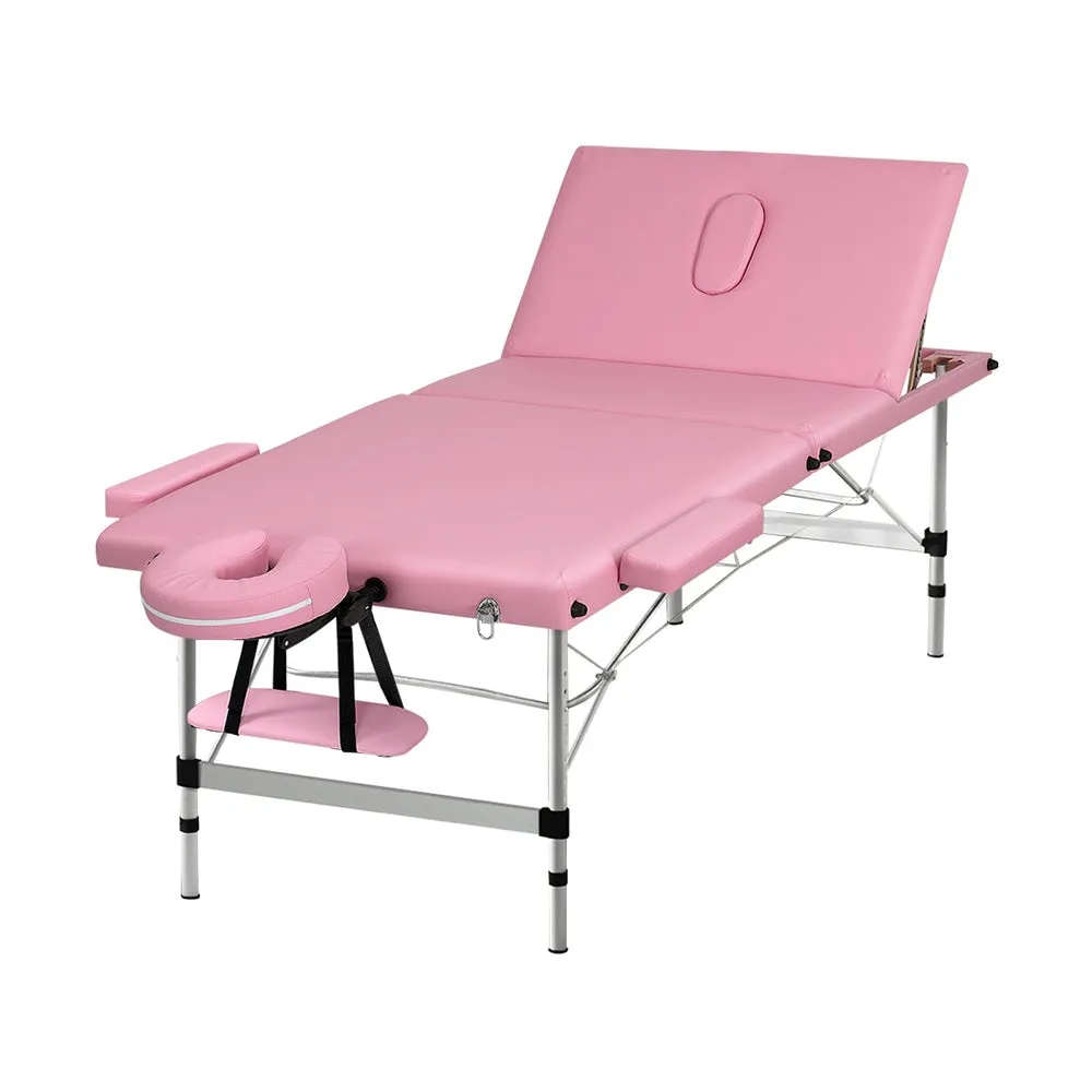 Adjustable Aluminium Pink Massage Table with Carry Bag - Zenses
