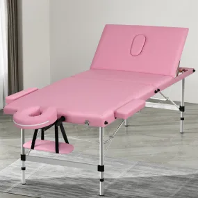 Adjustable Aluminium Pink Massage Table with Carry Bag - Zenses