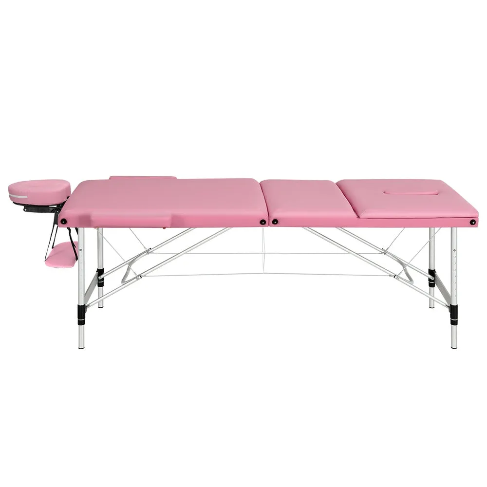 Adjustable Aluminium Pink Massage Table with Carry Bag - Zenses