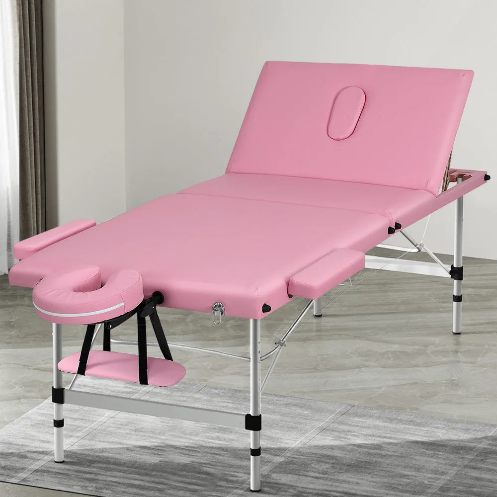 Adjustable Aluminium Pink Massage Table with Carry Bag - Zenses