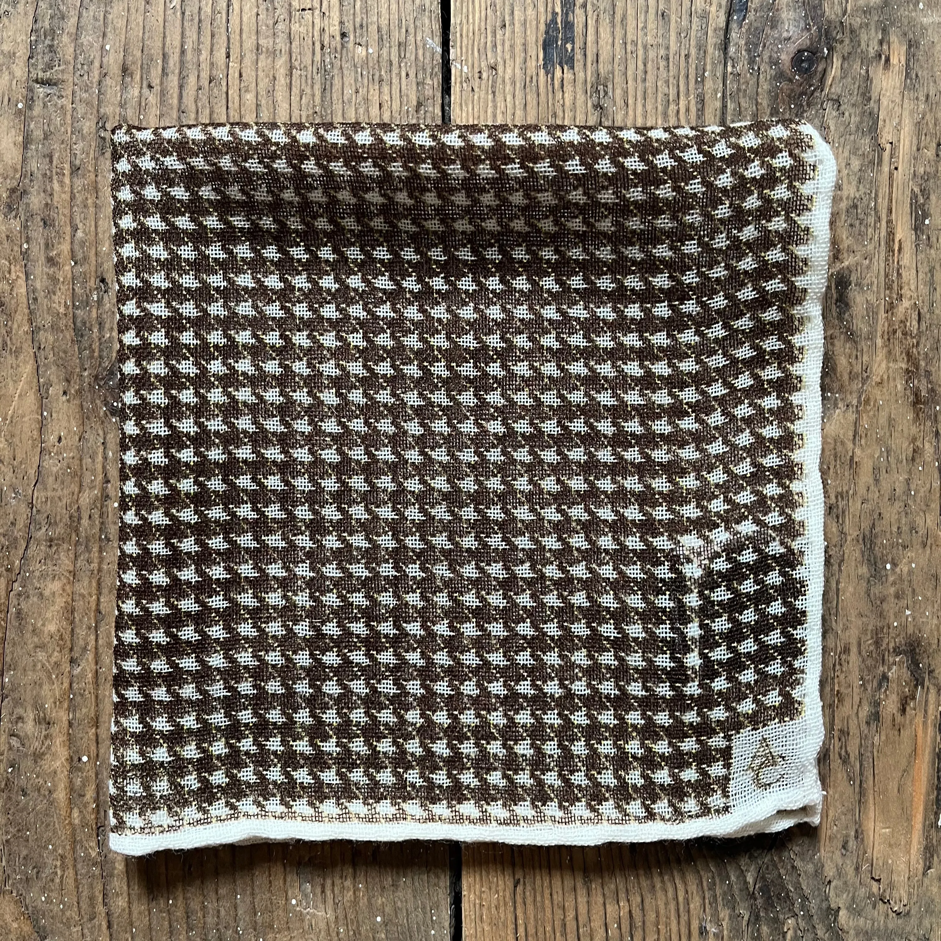 Amanda Christensen - Wool Pocket Square - Brown Dogtooth