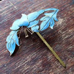 Antique Tian-Tsui (點翠) Hair Pin - Small, Fing fisher feather