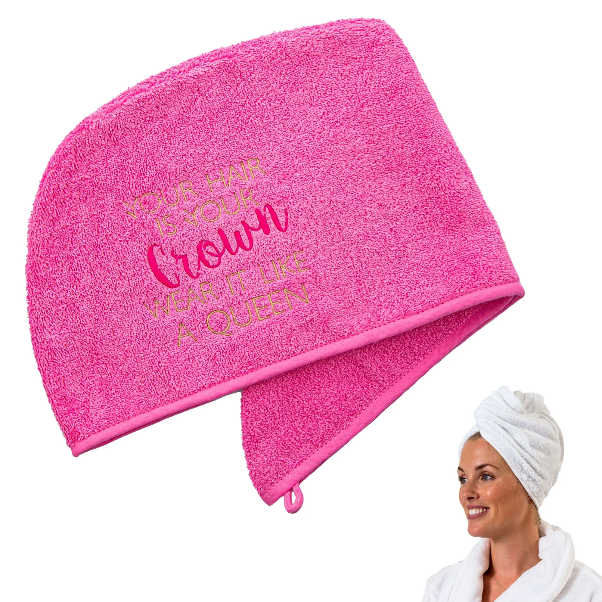 Aztex Luxury Hair Turban Towel Hair Is Your Crown Logo