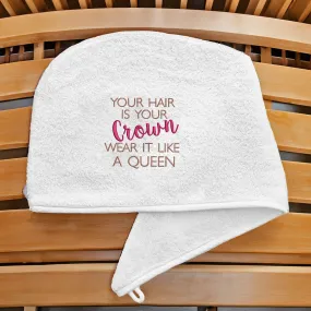 Aztex Luxury Hair Turban Towel Hair Is Your Crown Logo