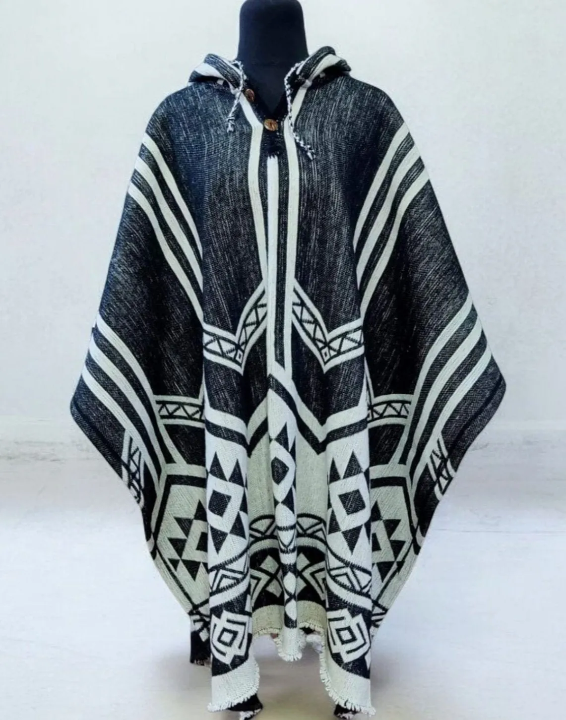 Black and Grey Llama Wool Ponchos