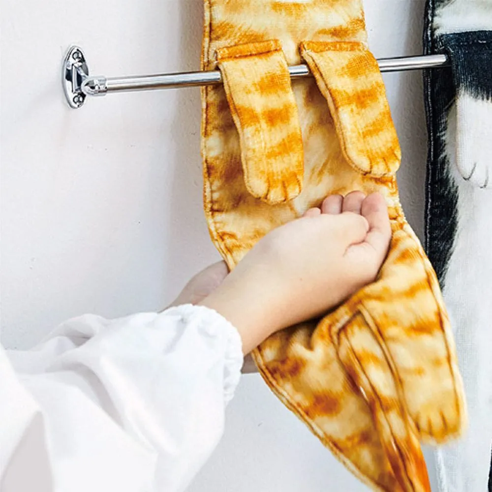 Cat Hand Towels Long Cat Shape Wipe Handkerchiefs Bath Towels For Bathroom Kitchen