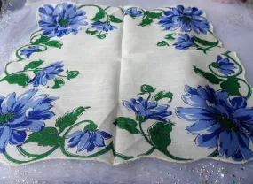 CHARMING Vintage Printed Floral Hanky Colorful Flowers Handkerchief To Frame Collectible Hankies,1950s Hankies, 1950s Hanky, 1950s Handkerchiefs, Mid Century Hankies