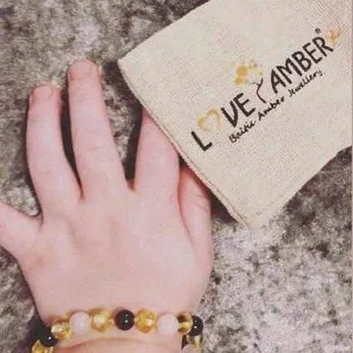 Child Tara Amethyst Purple Rose Quartz Gemstones Baltic Amber Anklet Bracelet