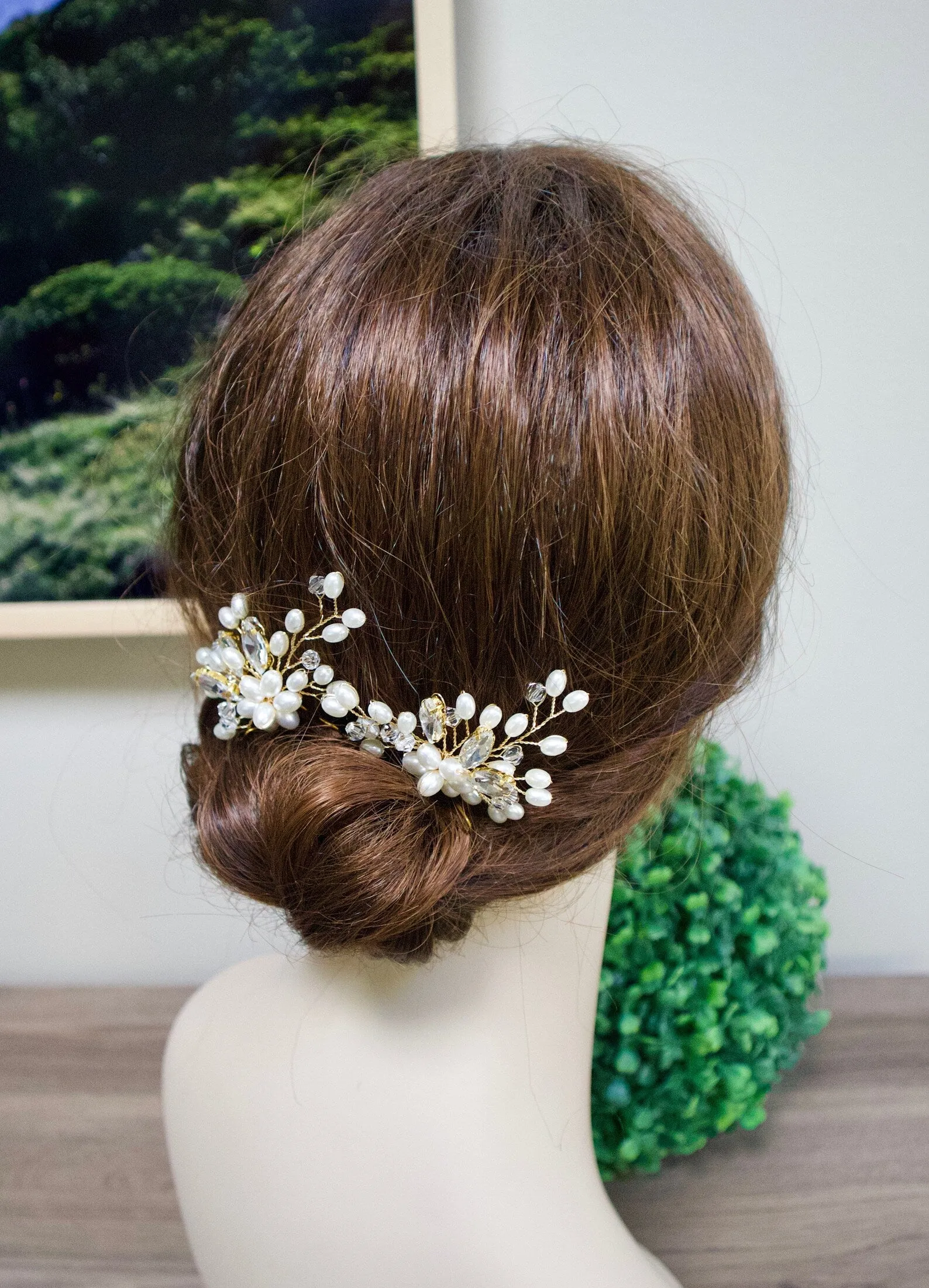Crystal and Pearl hair pins - Kelly