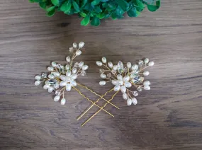 Crystal and Pearl hair pins - Kelly