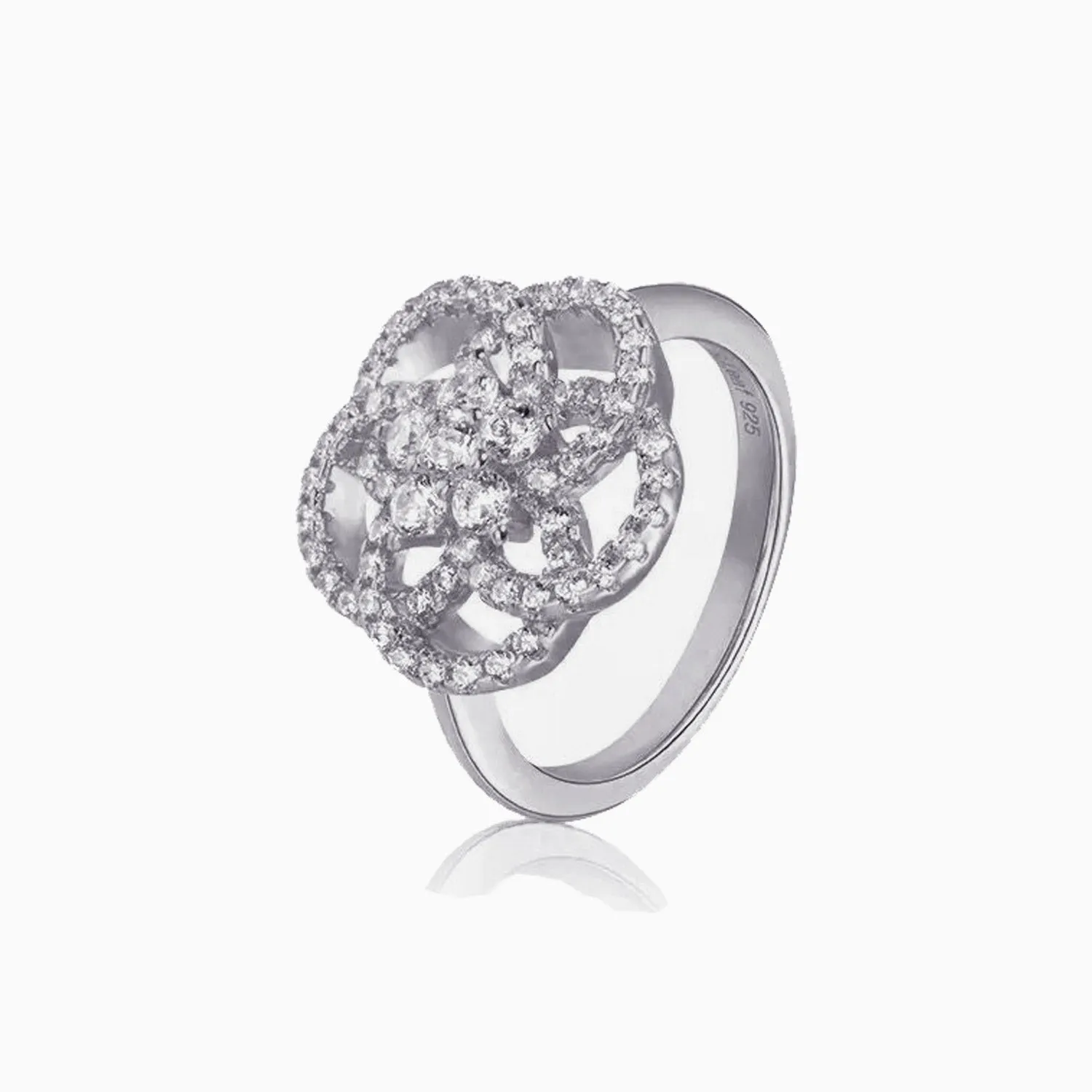 Cubic Zirconia Camellia Ring