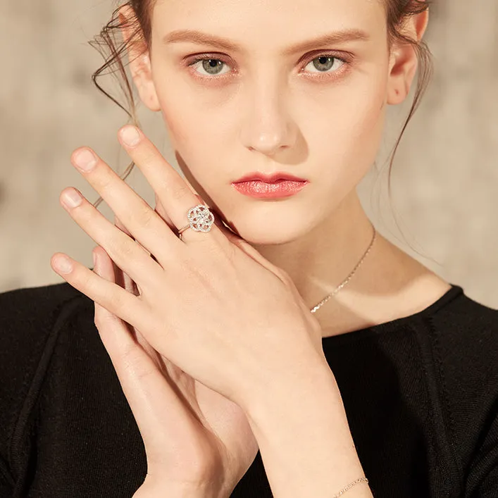 Cubic Zirconia Camellia Ring