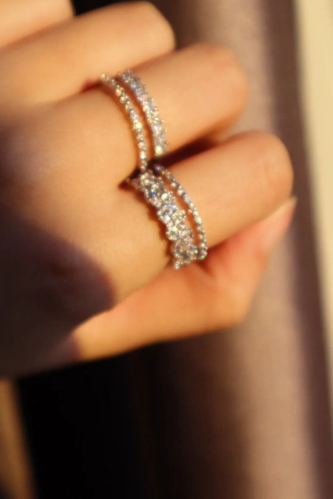 Double Layers Diamond Ring
