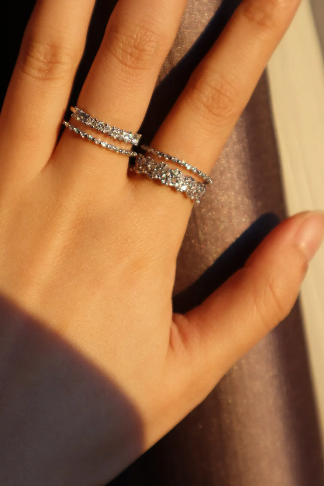 Double Layers Diamond Ring