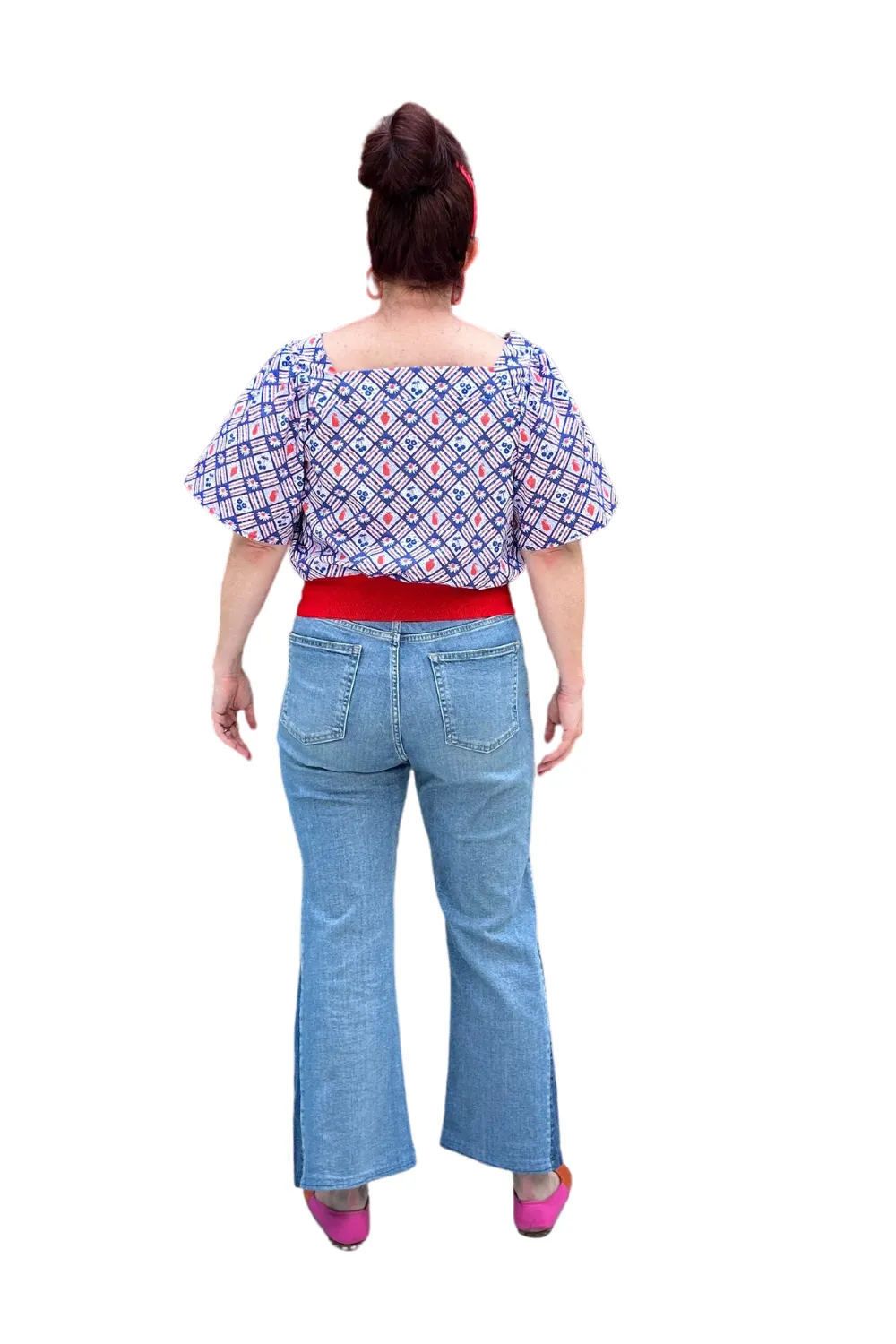 Fruit Picnic Square Neck Peasant Top