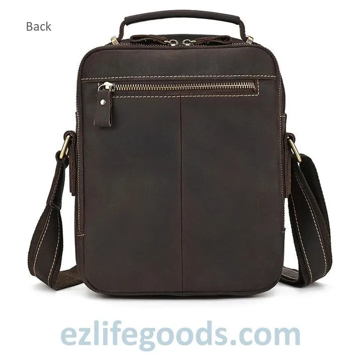 Genuine Leather Crossbody Bag for Men| Brown Messenger Shoulder Bag with Many Pockets