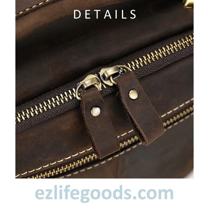 Genuine Leather Crossbody Bag for Men| Brown Messenger Shoulder Bag with Many Pockets