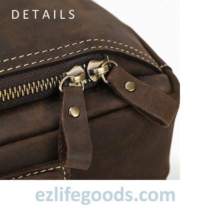 Genuine Leather Crossbody Bag for Men| Brown Messenger Shoulder Bag with Many Pockets