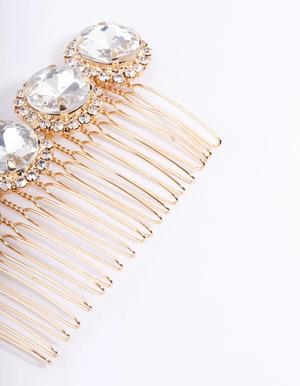 Gold Crystal Halo Jewel Comb