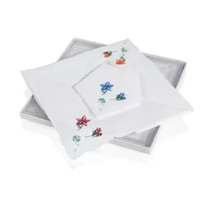 Guasch Ladies Cotton Handkerchiefs - Embroidered Florals (Box of 3)