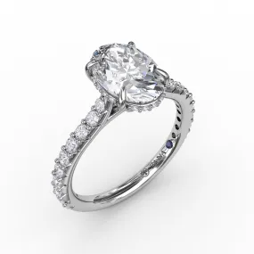 Hidden Diamond Halo & Oval Cut Gem Engagement Ring