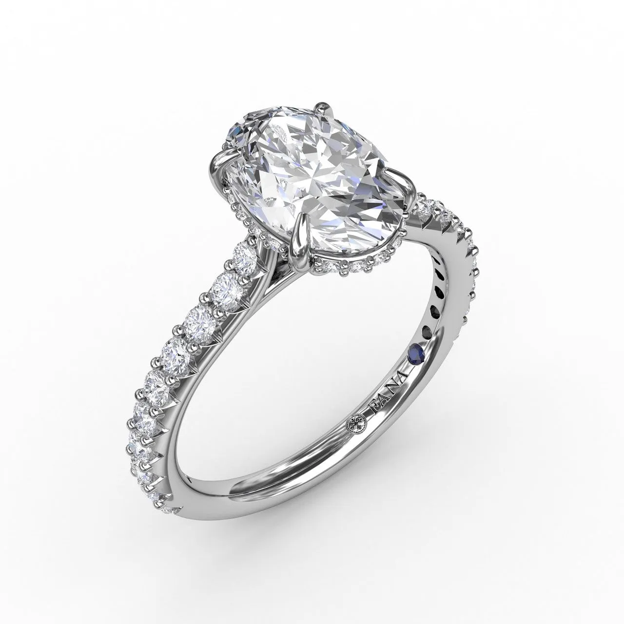Hidden Diamond Halo & Oval Cut Gem Engagement Ring