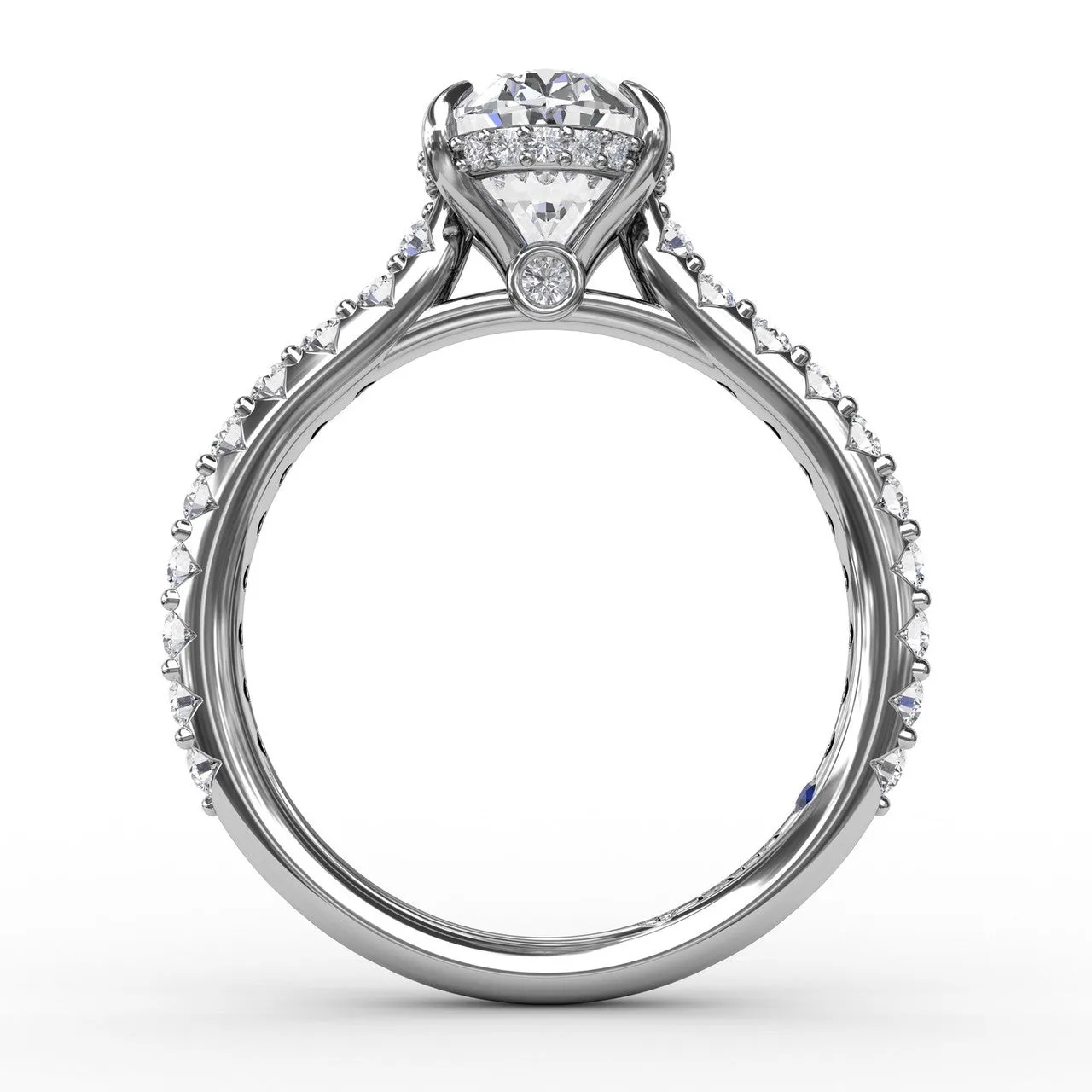 Hidden Diamond Halo & Oval Cut Gem Engagement Ring