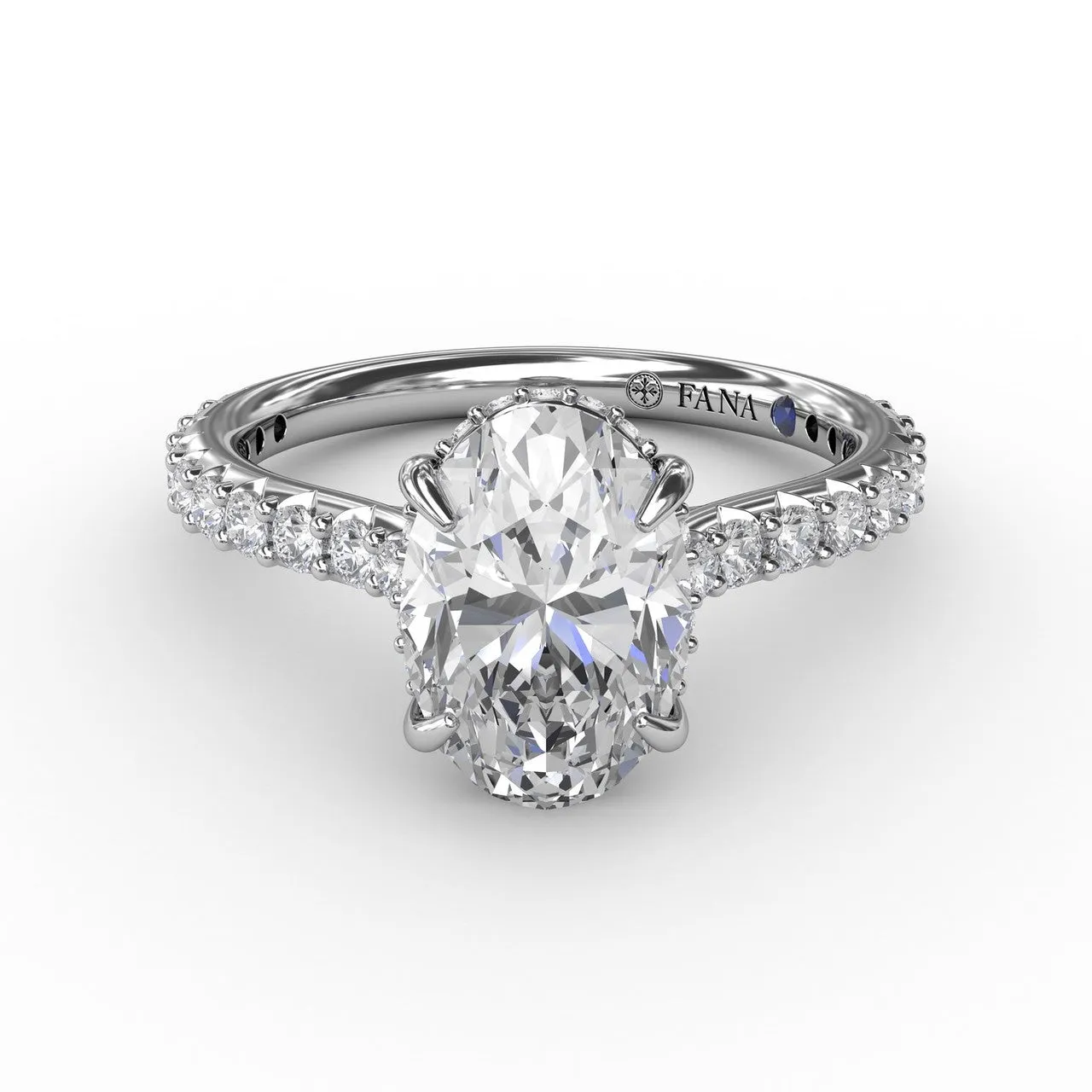 Hidden Diamond Halo & Oval Cut Gem Engagement Ring