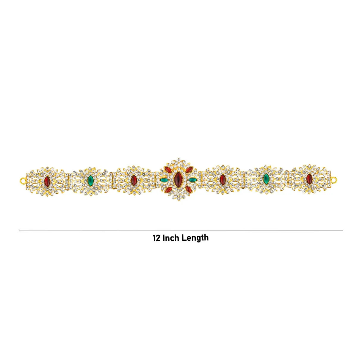 Hip Belt - 1.75 x 12 Inches | Waist Belt/ Multicolour Stone Belt/ Stone Jewellery for Deity