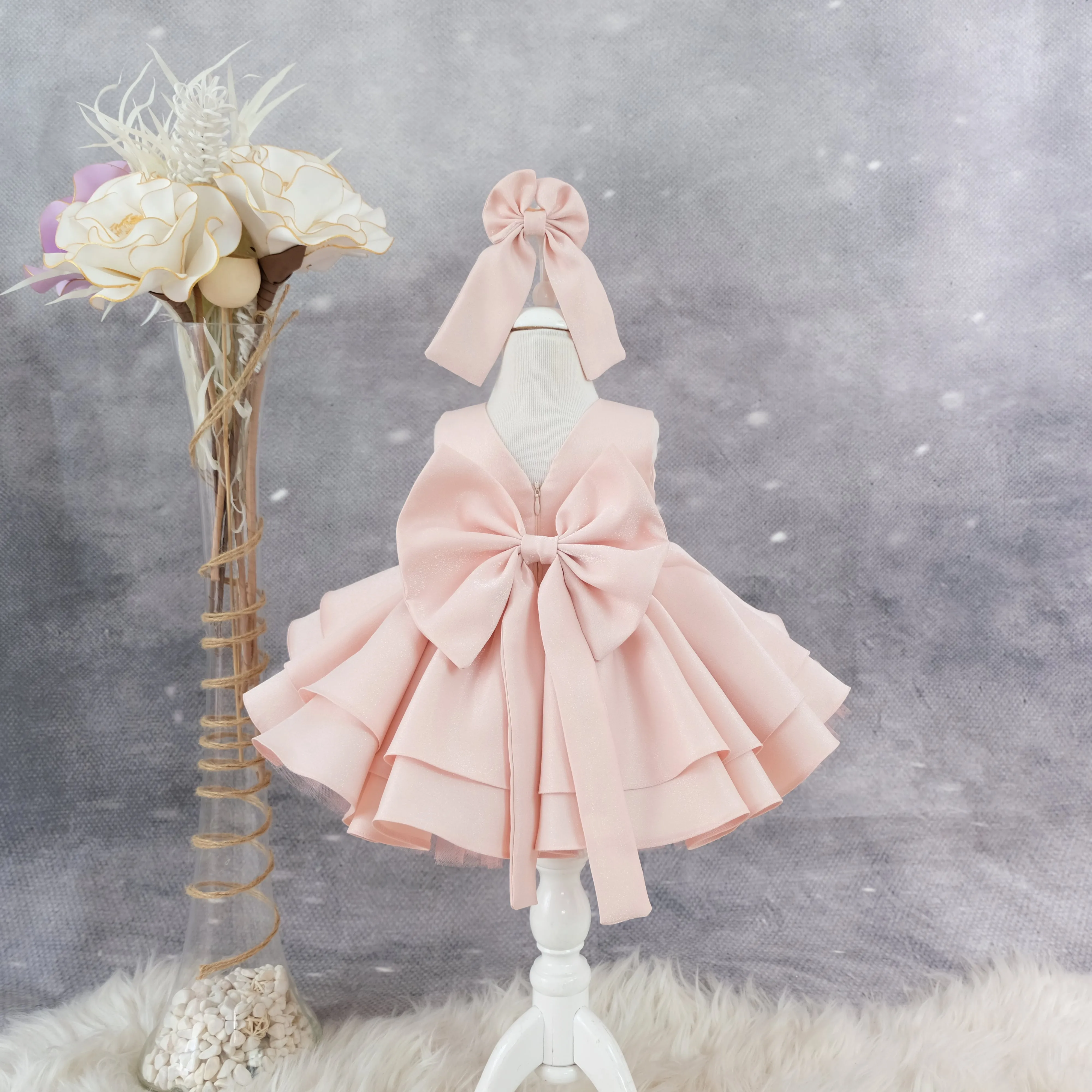 Ivy Organza flower girl dress bright blush
