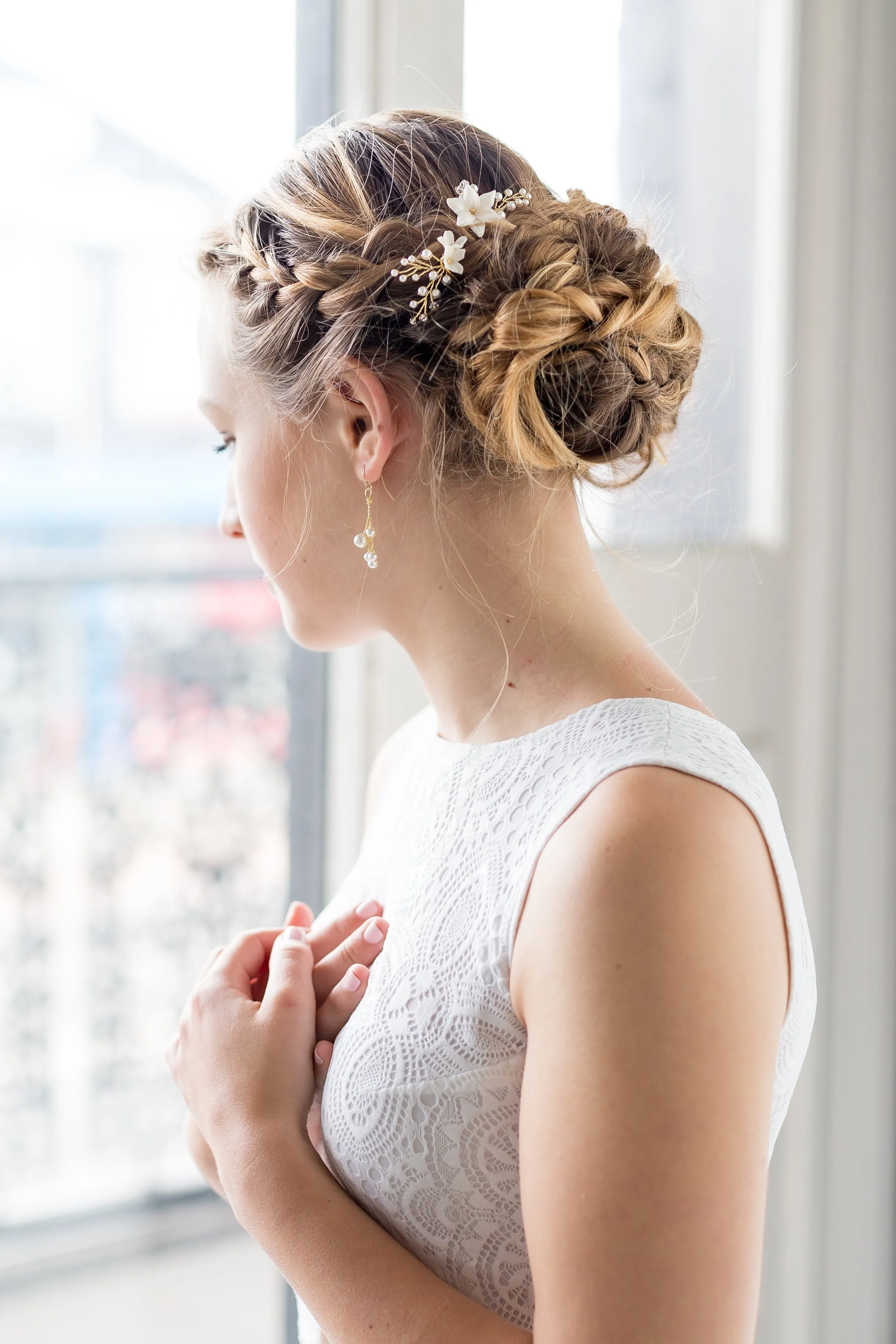 JASMINE HAIR PINS | Dainty Floral Bridal Hair Pins with Crystals & Pearls