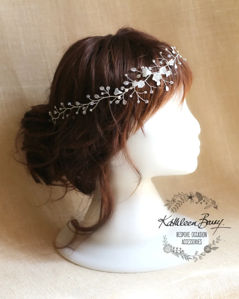 Jennifer bridal wreath, wedding hair wreath hair accessory - hair vine, crown