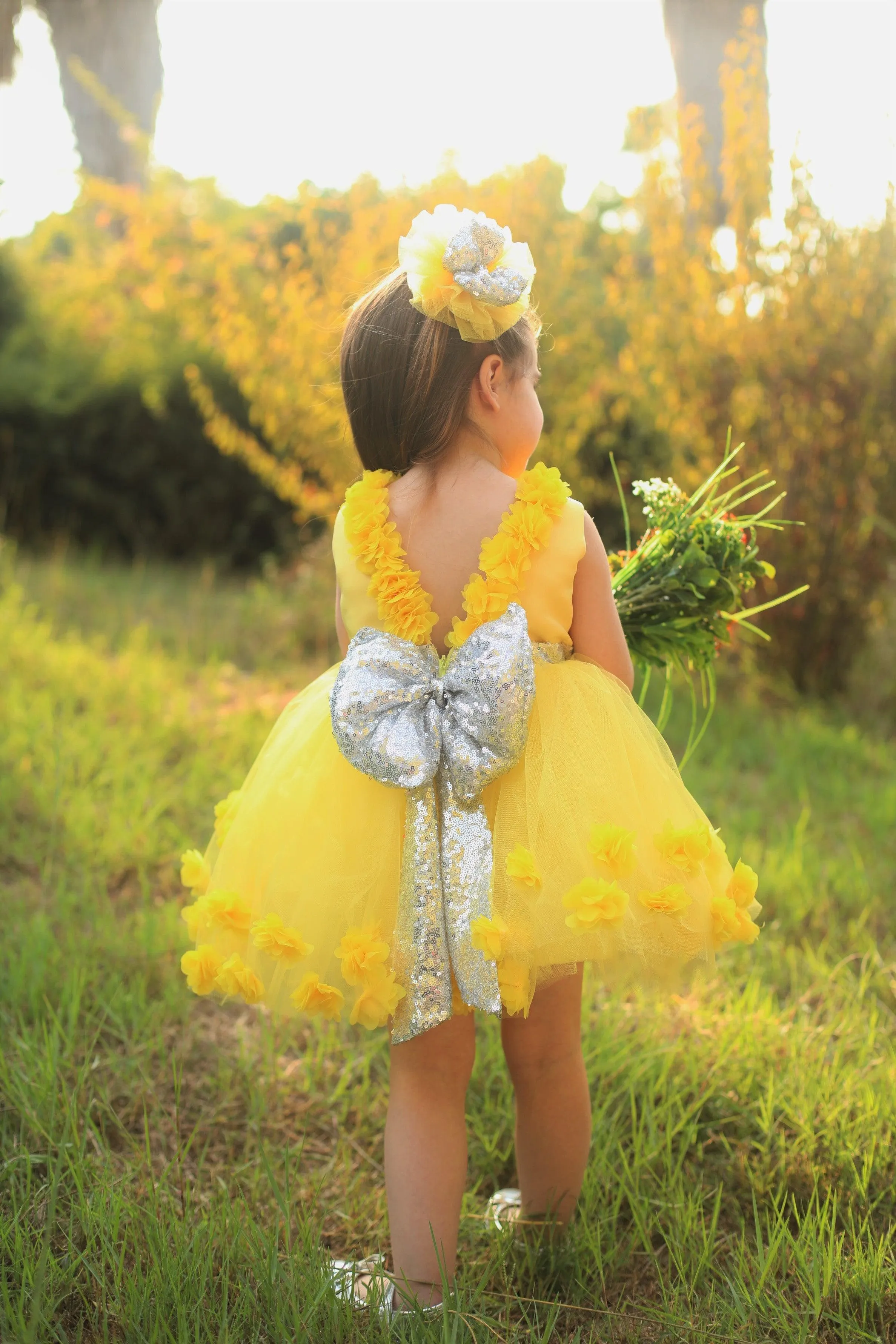 Julia flower baby dress yellow