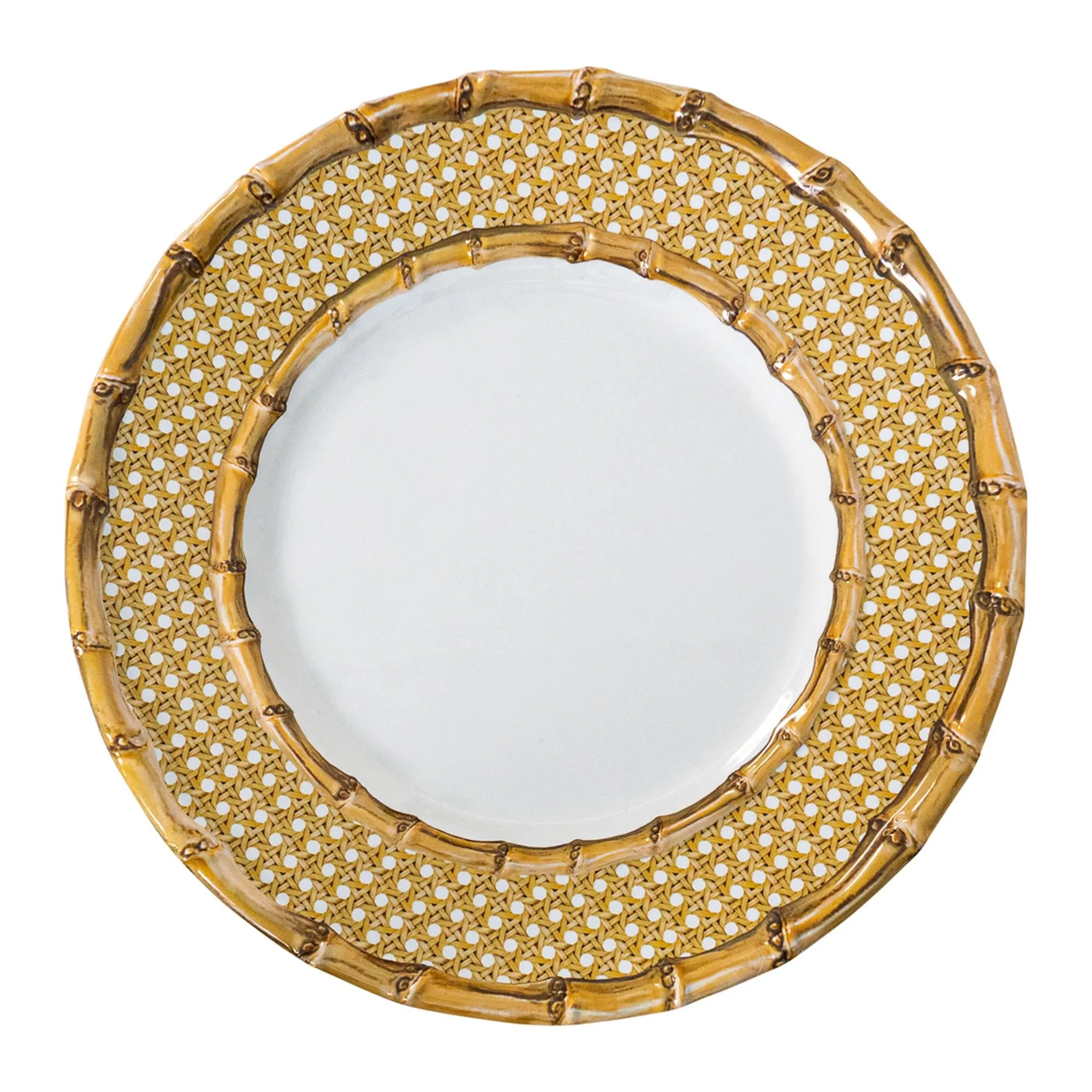 Juliska Bamboo Caning Melamine Dinner Plate, Set of 4
