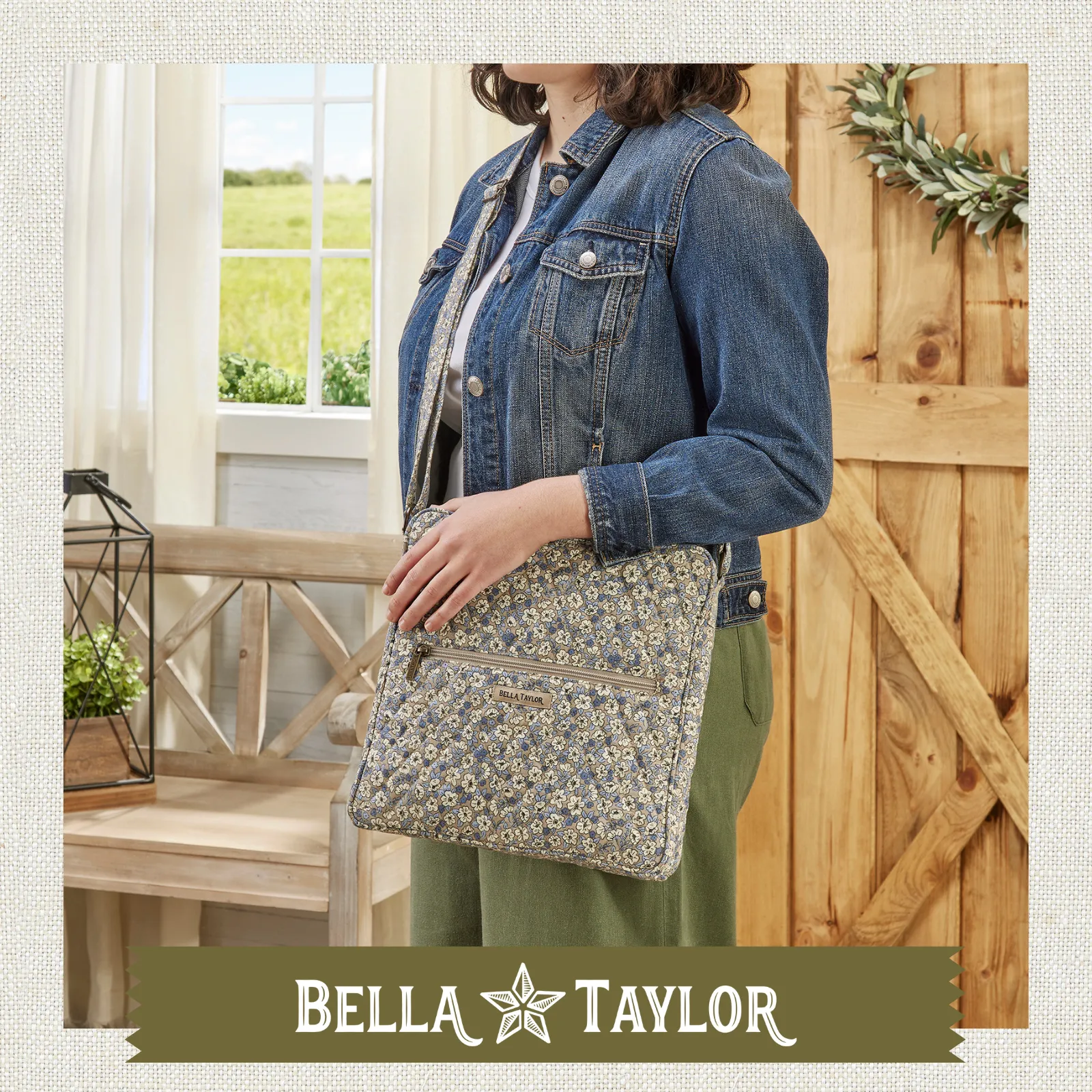 Khaki Floral Large Crossbody
