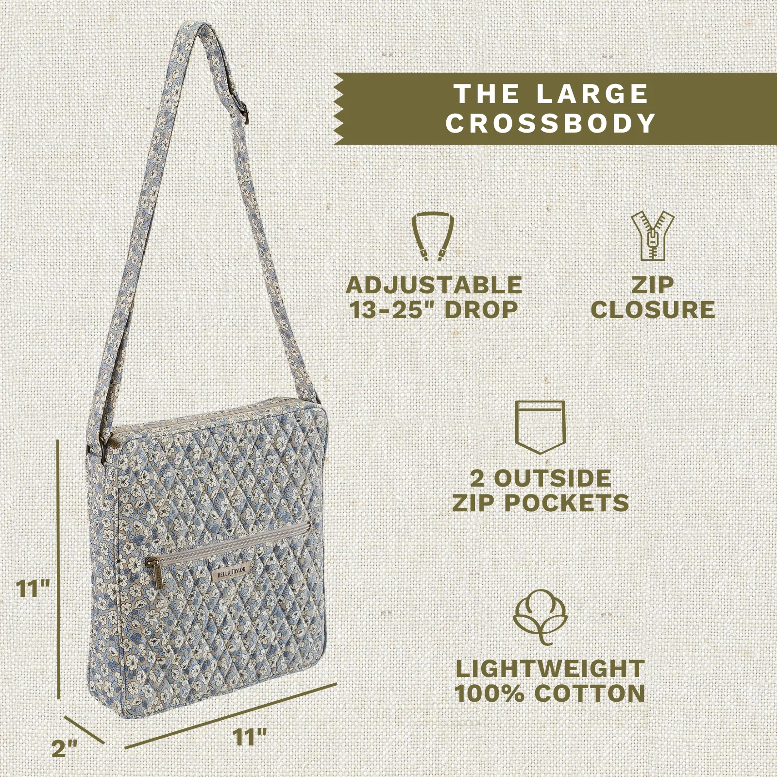 Khaki Floral Large Crossbody