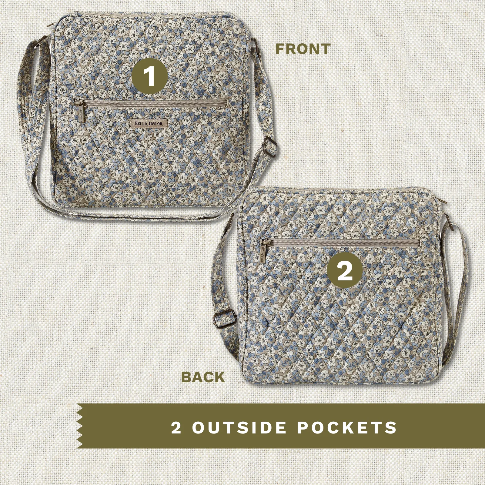 Khaki Floral Large Crossbody