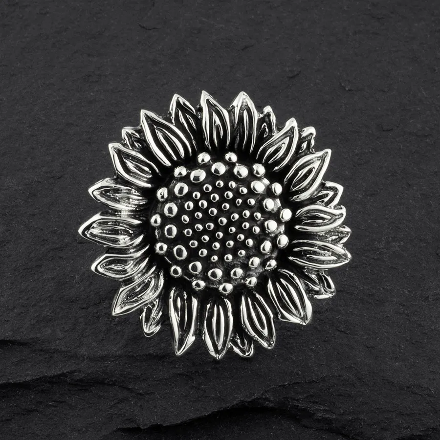 Large Mexican Silver Sunflower Ring